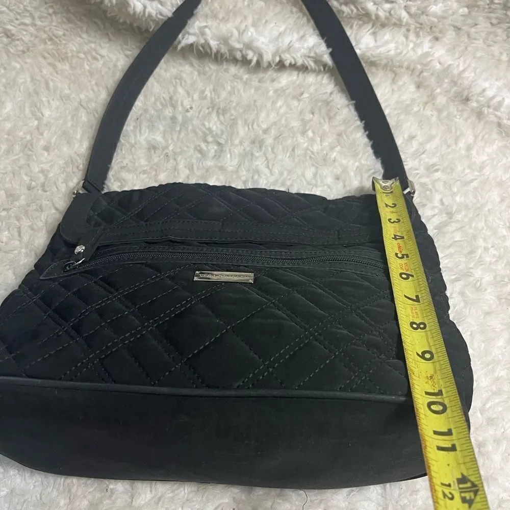 Vera Bradley Classic Black Quilted Fabric Shoulder Bag Purse Zebra print Lining.